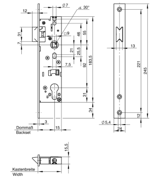 F-Rohrrahmenschloss mit Falle Nr.638F